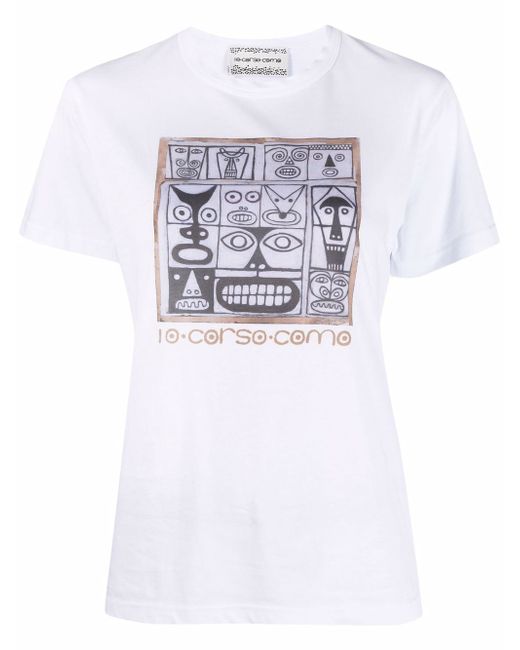10 Corso Como Faces-print cotton T-shirt