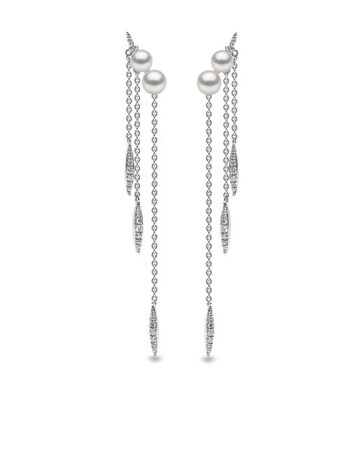 Yoko London 18kt white gold Trend freshwater pearl and diamond earrings
