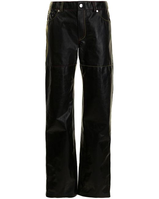 Peter Do contrast-stitching leather trousers
