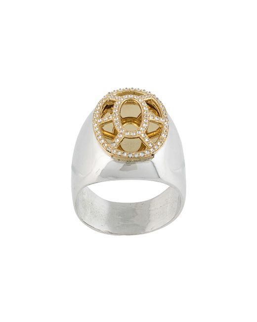 Dalila Barkache 18kt yellow gold and sterling caged diamond ring