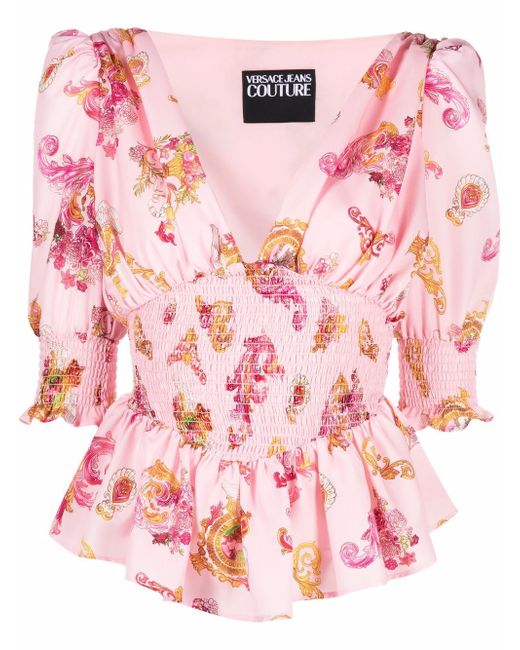 Versace Jeans Couture paisley ruffle blouse