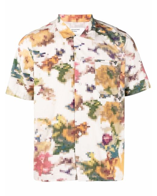 Universal Works pixel-print short-sleeved shirt