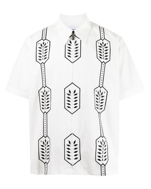 Ports V geometric-print cotton shirt