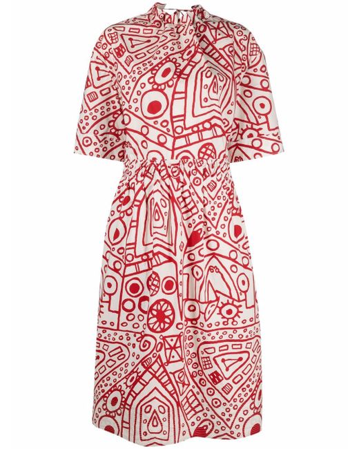 Colville abstract-print gathered cotton dress