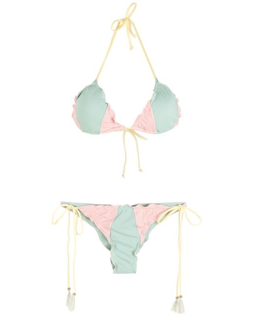 Brigitte colour-block triangle bikini set