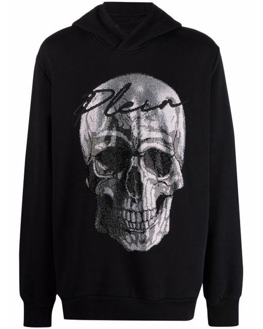 Philipp Plein crystal-embellished skull hoodie