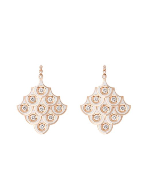 Selim Mouzannar 18kt rose gold diamond and white enamel drop earrings