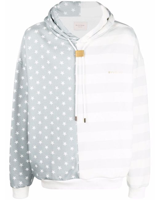Buscemi panelled logo-print cotton hoodie