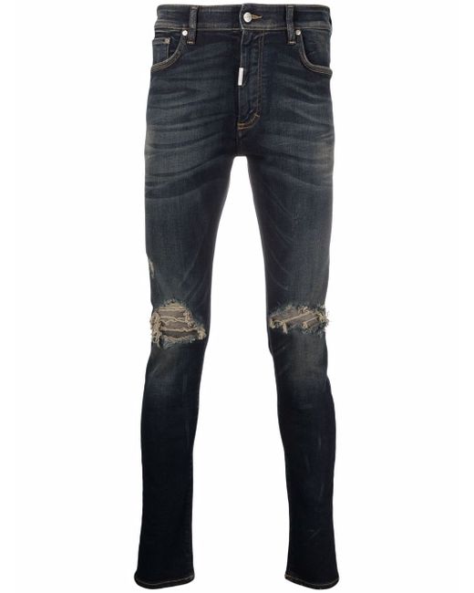Represent distressed skinny-fit jeans