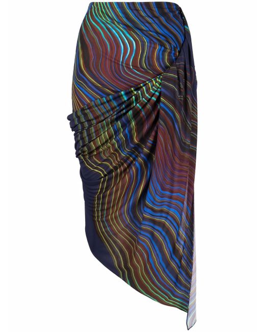Mugler abstract-print asymmetric skirt