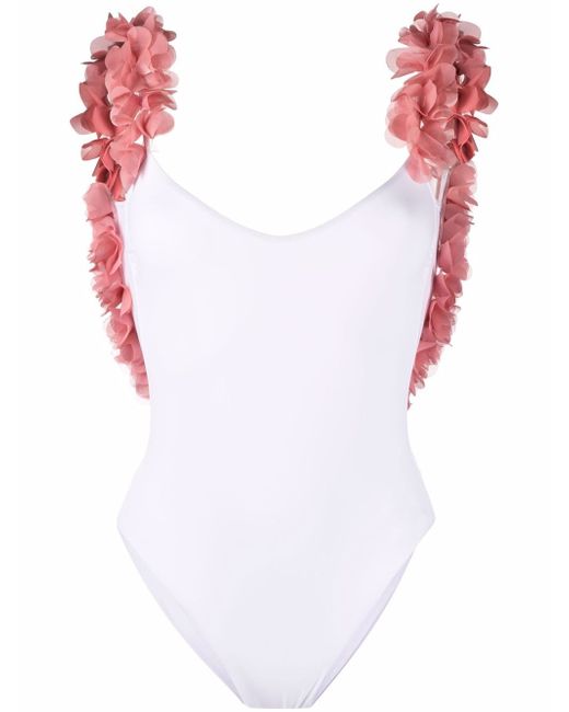 La Reveche Amira floral-appliqué swimsuit