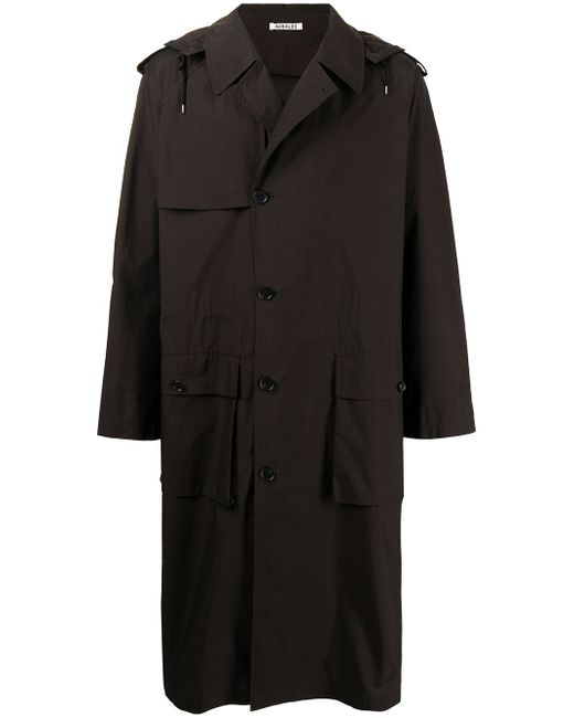 Auralee hooded single-breasted trench coat