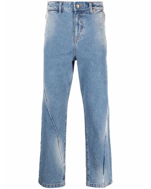 Ader Error Beam asymmetric-pintuck straight jeans