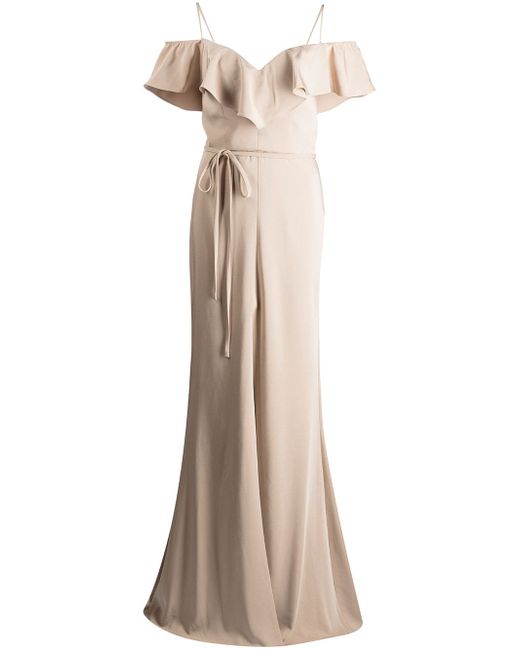 Marchesa Notte Bridesmaids ruffle-trim floor-length gown