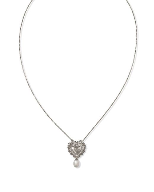 Dolce & Gabbana 18kt gold Devotion diamond and pearl heart pendant necklace