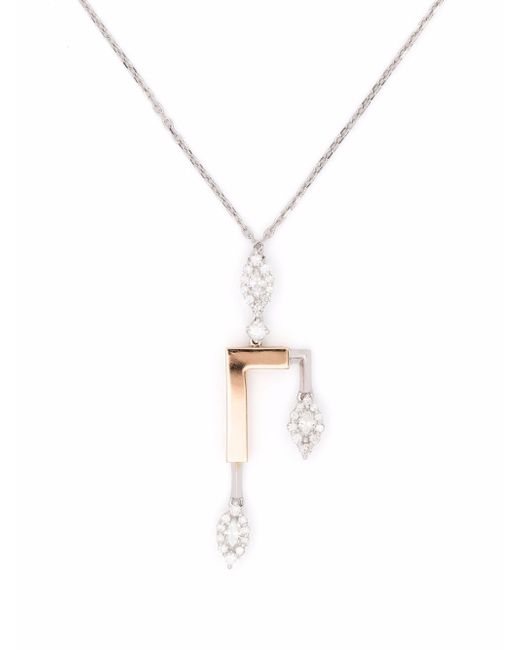 Yeprem 18kt gold diamond structured pendant necklace