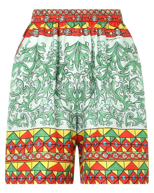 Dolce & Gabbana high-waisted geometric-print shorts