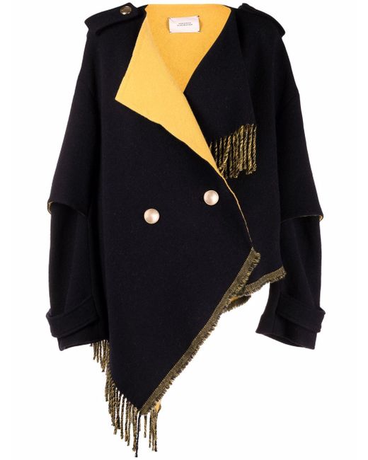 Dorothee Schumacher asymmetrical fringed shawl coat