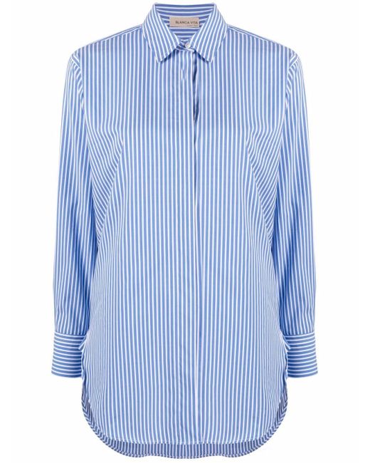 Blanca Vita stripe-print cotton-blend shirt