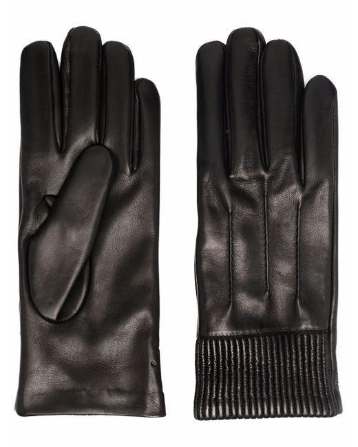 Salvatore Ferragamo ribbed-cuff leather gloves