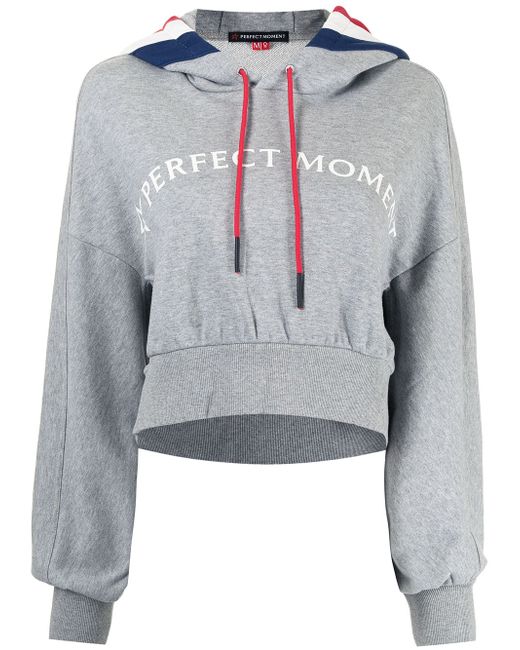 Perfect Moment cropped logo-print hoodie