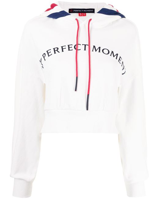 Perfect Moment logo-print cropped hoodie