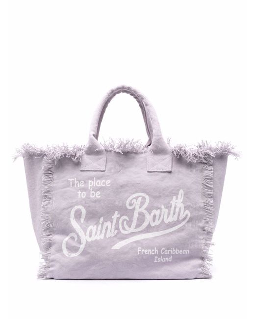Mc2 Saint Barth frayed logo-print tote bag