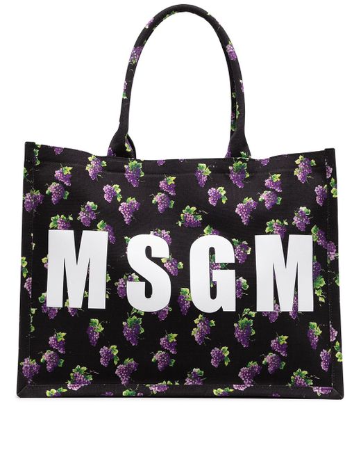 Msgm grape-print logo tote bag