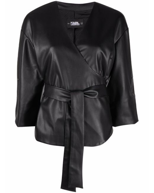 Karl Lagerfeld faux-leather shirt jacket