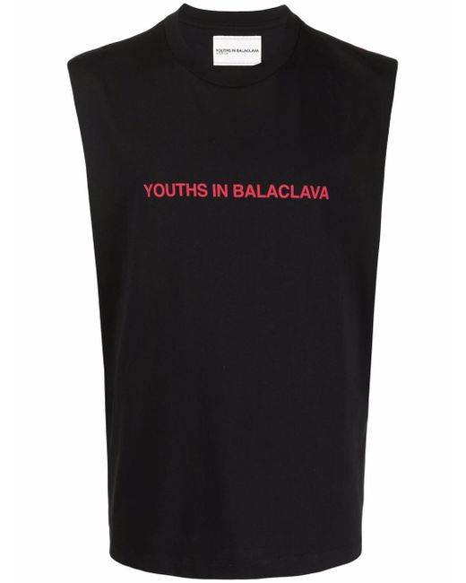 Youths in Balaclava padded-shoulder cotton tank top