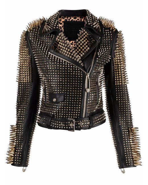 Philipp Plein studded leather biker jacket
