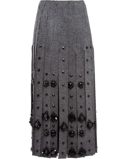 Prada embellished pleated skirt