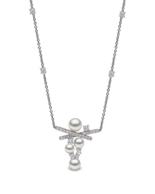 Yoko London 18kt white gold Sleek Akoya pearl and diamond necklace
