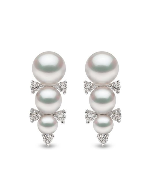Yoko London 18kt white gold Sleek Akoya pearl and diamond stud earrings