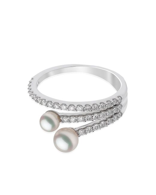 Yoko London 18kt white gold Sleek Akoya pearl diamond ring