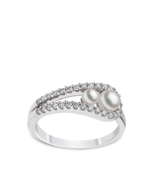 Yoko London 18kt white gold Sleek Akoya pearl diamond ring