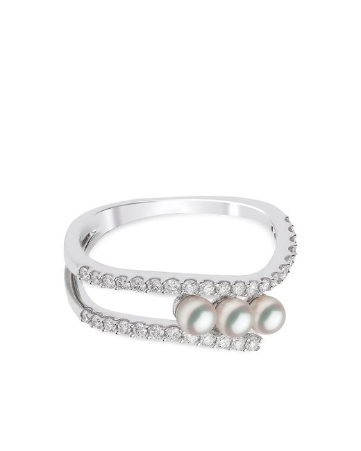 Yoko London 18kt white gold Sleek Akoya pearl and diamond ring