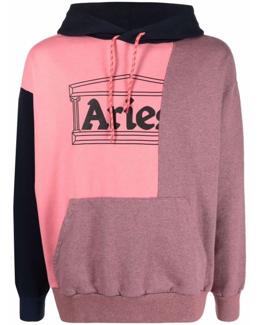 Aries block-colour logo-print hoodie