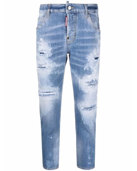 Dsquared2 ripped-detail cropped jeans