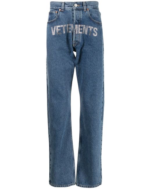 Vetements studded-logo straight jeans