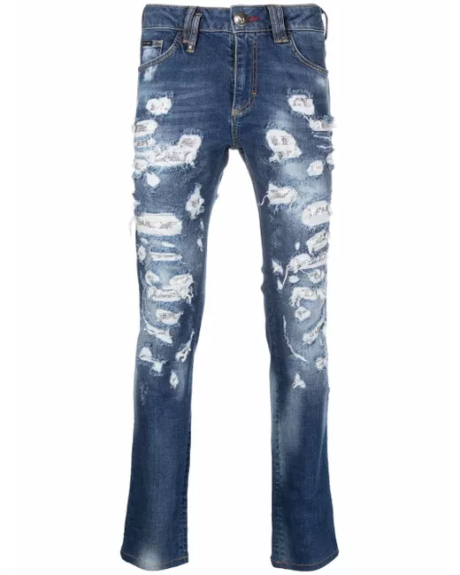 Philipp Plein mesh ripped-detail jeans