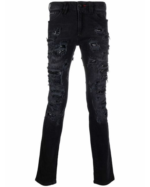 Philipp Plein mesh ripped-detail jeans
