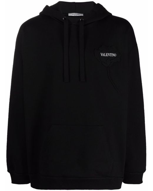 Valentino logo floral patch hoodie