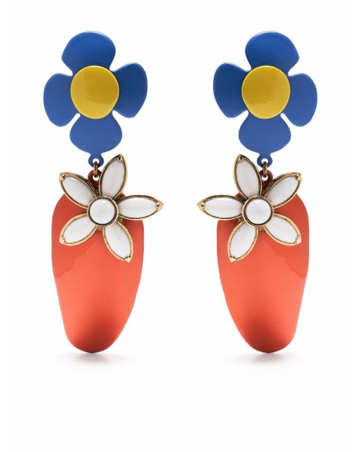 Saint Laurent flower and strawberry clip-on earrings