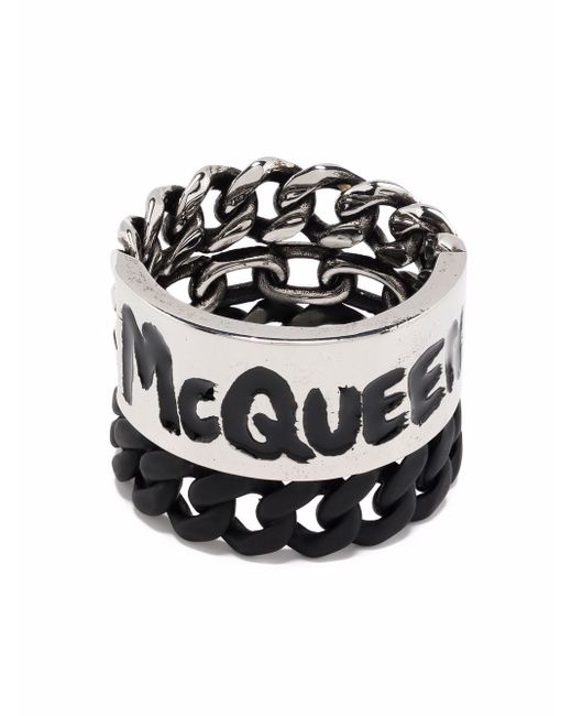 Alexander McQueen graffiti curb chain ring