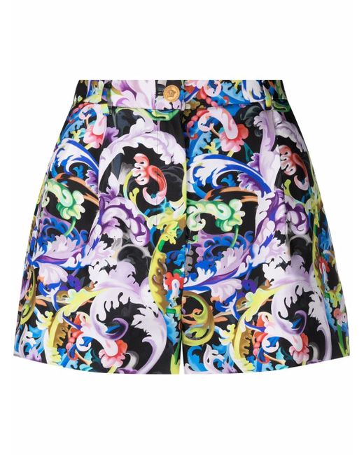 Versace Baroccoflage-print silk shorts