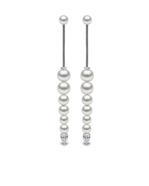 Yoko London 18kt white gold Sleek freshwater pearl diamond drop earrings