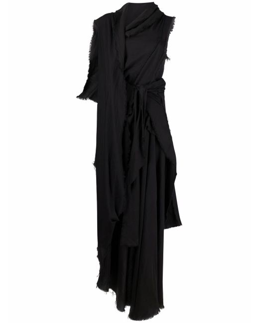 Yohji Yamamoto asymmetric draped maxi dress