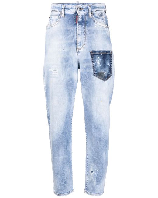 Dsquared2 logo-patch distressed-effect tapered jeans