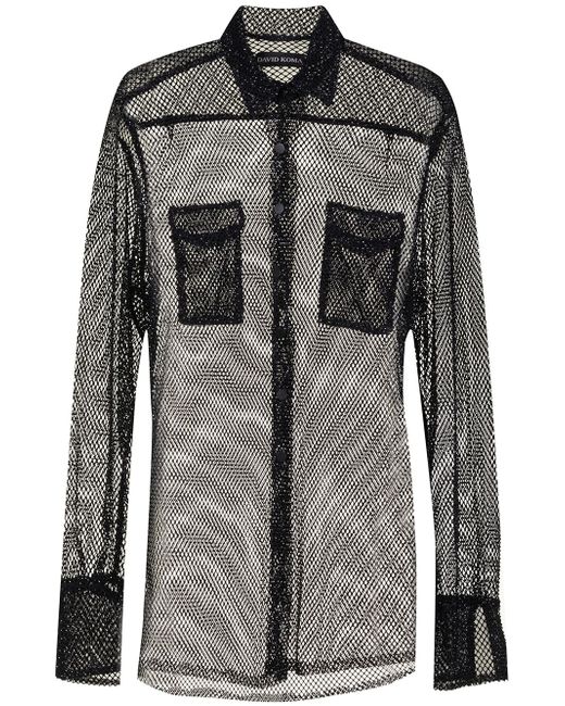 David Koma crystal mesh longline shirt